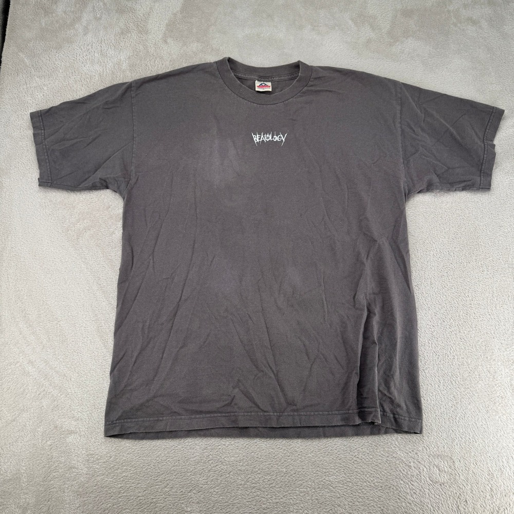 Vintage Beatology Mens XL Gray Graphic Tee Preowned Hypersigilism
